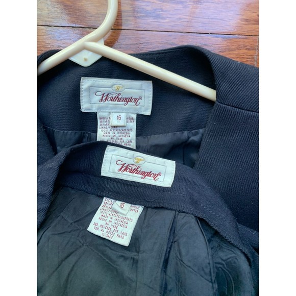 Worthington Navy Blue Double Button Skirt Suit Size 16 - Picture 3 of 3